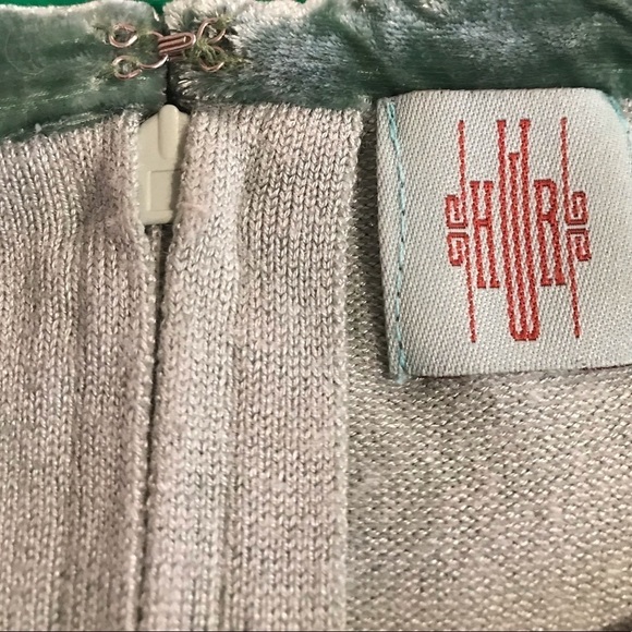 Anthropologie RARE Beaded Jewel Wide Neck Sweater Green by HWR - Picture 5 of 7